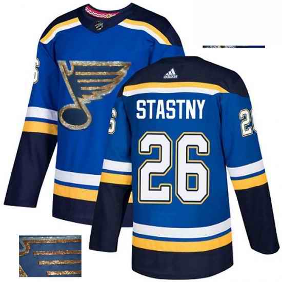 Mens Adidas St Louis Blues #26 Paul Stastny Authentic Royal Blue Fashion Gold NHL Jersey->st.louis blues->NHL Jersey