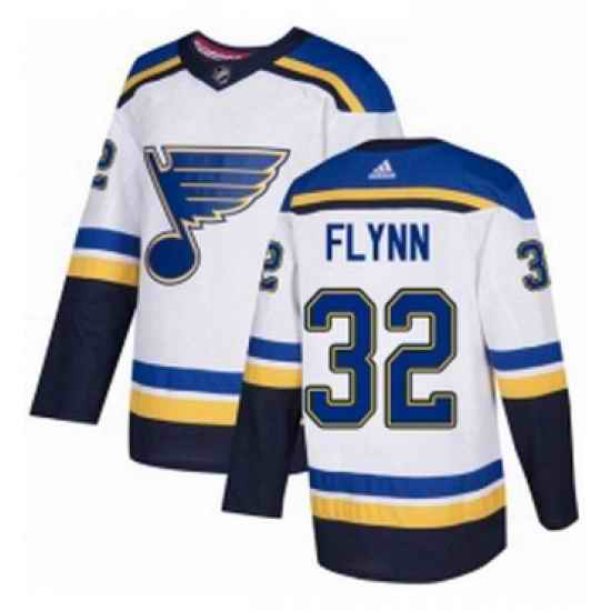 Mens Adidas St Louis Blues #32 Brian Flynn Authentic White Away NHL Jersey->st.louis blues->NHL Jersey