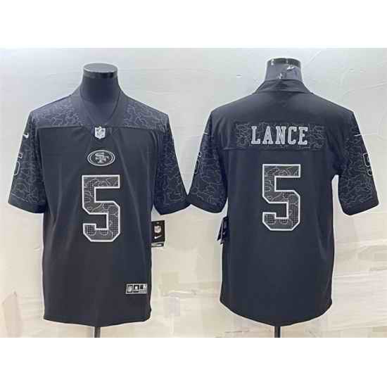 Men San Francisco 49ers #5 Trey Lance Black Reflective Limited Stitched Football Jersey->tennessee titans->NFL Jersey