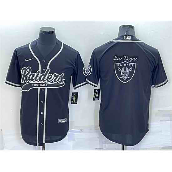 Men Las Vegas Raiders Black Team Big Logo With Patch Cool Base Stitched Baseball Jersey->las vegas raiders->NFL Jersey