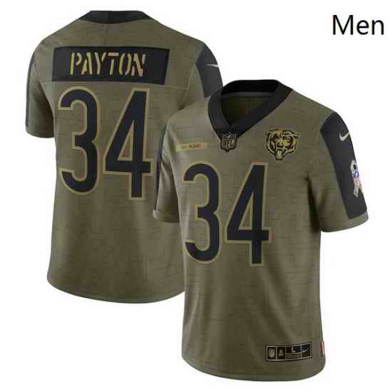 Men's Chicago Bears Walter Payton Nike Olive 2021 Salute To Service Retired Player Limited Jersey->carolina panthers->NFL Jersey