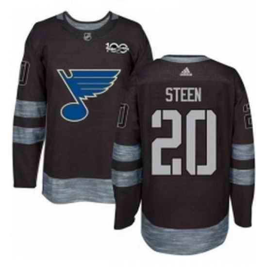 Mens Adidas St Louis Blues #20 Alexander Steen Authentic Black 1917 2017 100th Anniversary NHL Jersey->st.louis blues->NHL Jersey