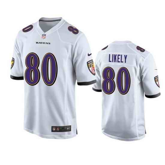 Men Baltimore Ravens #80 Isaiah Likely White Game Jersey->buffalo bills->NFL Jersey