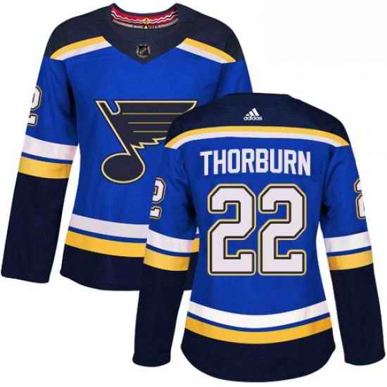 Womens Adidas St Louis Blues #22 Chris Thorburn Premier Royal Blue Home NHL Jersey->women nhl jersey->Women Jersey