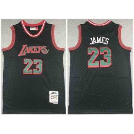 Men Black Los Angeles Lakers 23 LeBron James 2018 #19 Mitchell  26 Ness Hardwood Classics Stitched Jersey->los angeles lakers->NBA Jersey