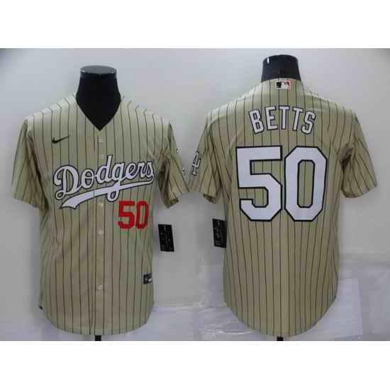 Men Los Angeles Dodgers #50 Mookie Betts Cream Cool Base Stitched jersey->los angeles dodgers->MLB Jersey