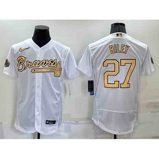 Men Atlanta Braves #27 Austin Riley 2022 All Star White Flex Base Stitched Baseball Jersey->atlanta braves->MLB Jersey