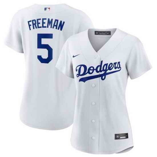 Women's Nike Los Angeles Dodgers #5 Freddie Freeman White MLB Jersey->women mlb jersey->Women Jersey