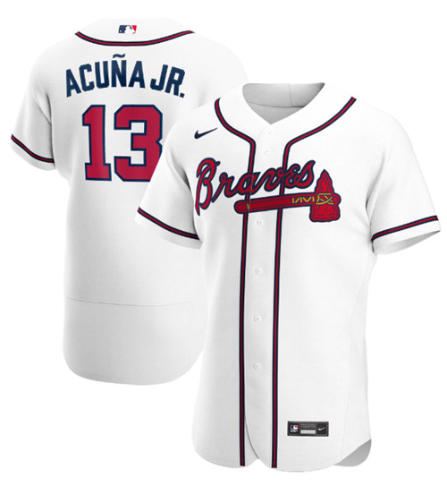 Men's Atlanta Braves #13 Ronald Acuna Jr. White Flex Base Stitched Baseball Jersey->atlanta braves->MLB Jersey