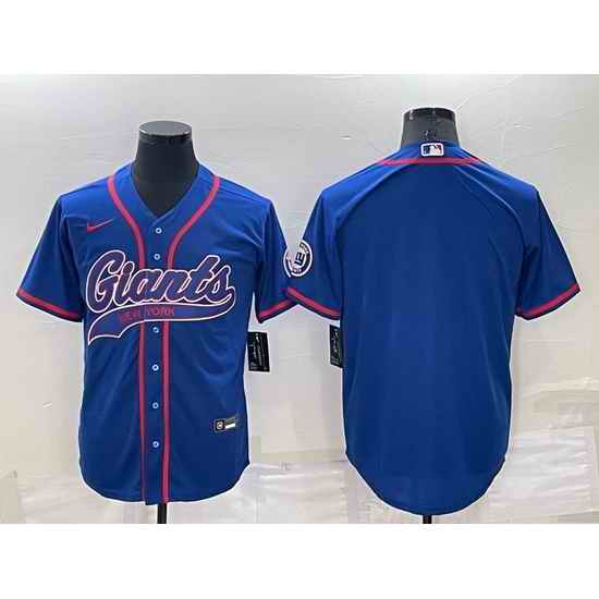 Men New York Giants Blank Blue Cool Base Stitched Baseball Jersey->san francisco 49ers->NFL Jersey