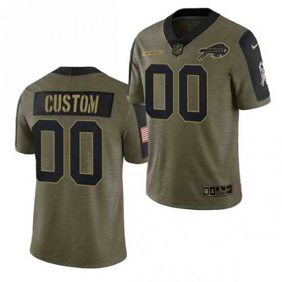 Men Women Youth Toddler Buffalo Bills ACTIVE PLAYER Custom 2021 Olive Salute To Service Limited->customized nfl jersey->Custom Jersey