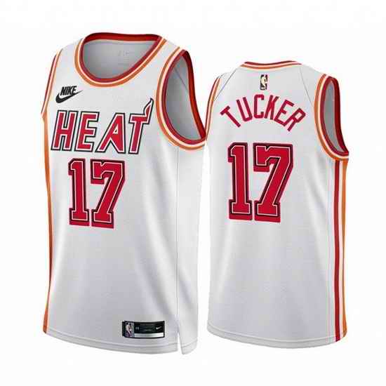 Men Miami Heat #17 P J Tucker White Classic Edition Stitched Basketball Jersey->milwaukee bucks->NBA Jersey