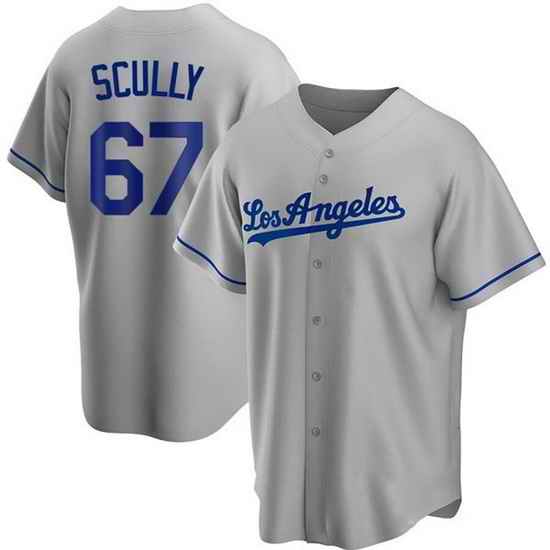 Men Los Angeles Dodgers #67 Vin Scully Grey Cool Base Stitched Baseball Jersey->los angeles dodgers->MLB Jersey