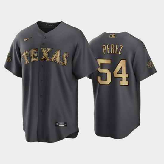 Men Texas Rangers #54 Martin Perez 2022 All Star Charcoal Cool Base Stitched Baseball Jersey->atlanta braves->MLB Jersey