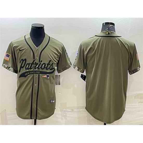 Men New England Patriots Blank Olive Salute To Service Cool Base Stitched Baseball Jersey->minnesota vikings->NFL Jersey