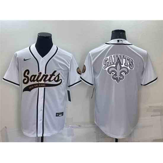 Men New Orleans Saints White Team Big Logo With Patch Cool Base Stitched Baseball Jersey->kansas city chiefs->NFL Jersey