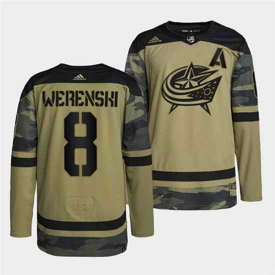 Men Columbus Blue Jackets #8 Zach Werenski 2022 Camo Military Appreciation Night Stitched jersey->chicago blackhawks->NHL Jersey