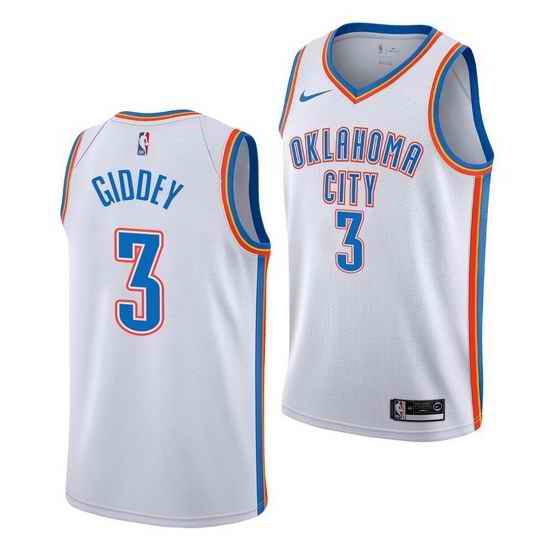 Men Nike Oklahoma City Thunder #3 Josh Giddey White Jersey->->