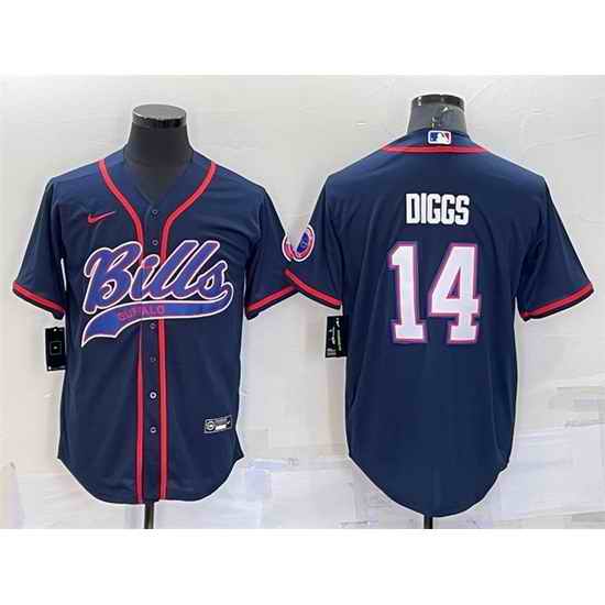 Men Buffalo Bills #14 Stefon Diggs Navy With Patch Cool Base Stitched Baseball Jersey->dallas cowboys->NFL Jersey