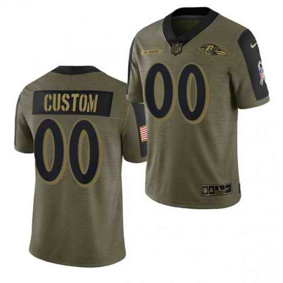 Men Women Youth Toddler  Baltimore Ravens ACTIVE PLAYER Custom 2021 Olive Salute To Service Limited Jersey->customized nfl jersey->Custom Jersey