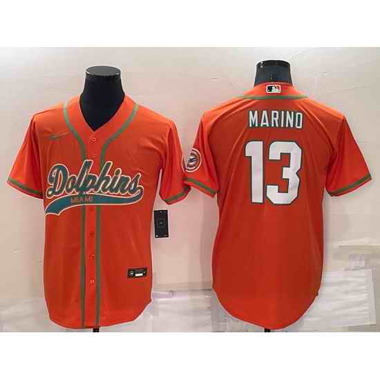 Men Miami Dolphins #13 Dan Marino Orange Cool Base Stitched Baseball Jersey->los angeles rams->NFL Jersey