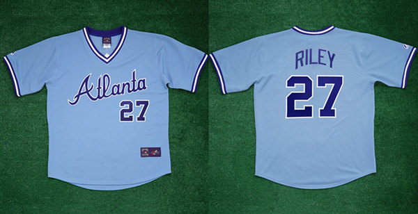 Men's Atlanta Braves #27 Austin Riley 1982 Light Blue Cool Base Stitched Baseball Jersey->baltimore orioles->MLB Jersey