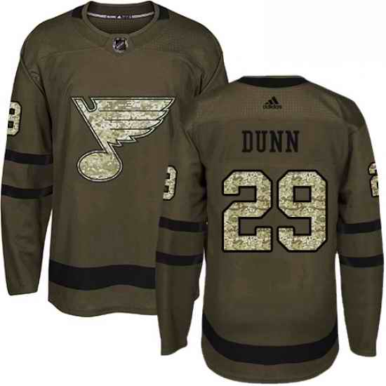 Mens Adidas St Louis Blues #29 Vince Dunn Authentic Green Salute to Service NHL Jersey->st.louis blues->NHL Jersey