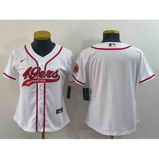 Women San Francisco 49ers Blank White With Patch Cool Base Stitched Baseball Jersey->women nfl jersey->Women Jersey
