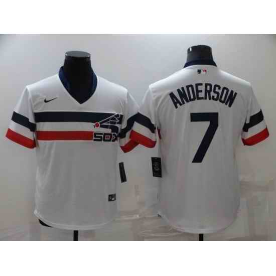 Men's Nike Chicago White Sox #7 Tim Anderson White Throwback Jersey->cincinnati reds->MLB Jersey