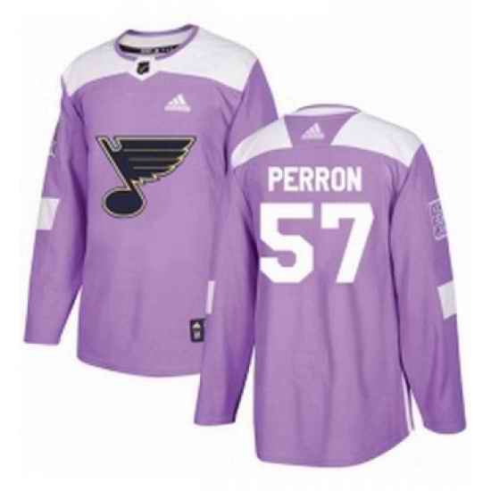Mens Adidas St Louis Blues #57 David Perron Authentic Purple Fights Cancer Practice NHL Jersey->st.louis blues->NHL Jersey