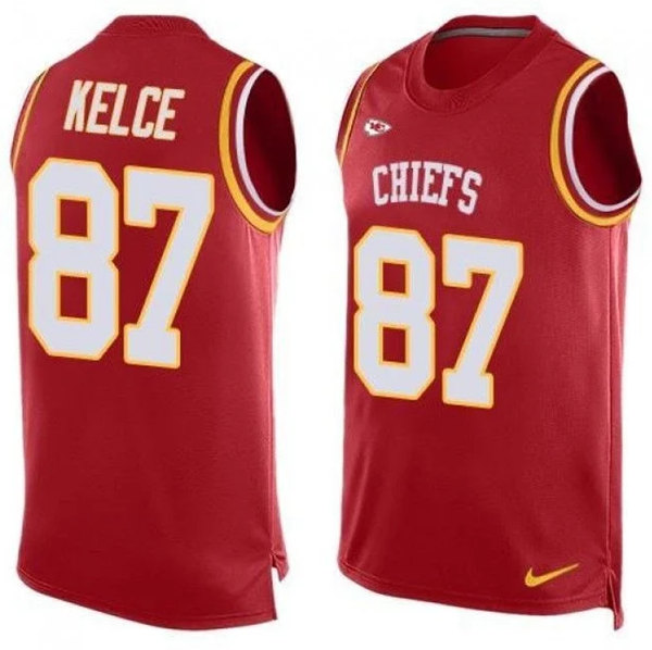 Men's Kansas City Chiefs #87 Travis Kelce Red Tanktop Stitched Jersey->dallas cowboys->NFL Jersey