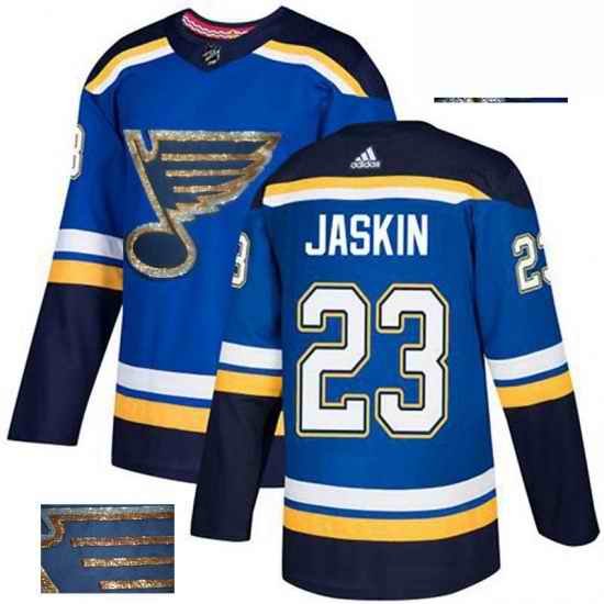 Mens Adidas St Louis Blues #23 Dmitrij Jaskin Authentic Royal Blue Fashion Gold NHL Jersey->st.louis blues->NHL Jersey