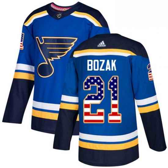 Mens Adidas St Louis Blues #21 Tyler Bozak Authentic Blue USA Flag Fashion NHL Jersey->st.louis blues->NHL Jersey