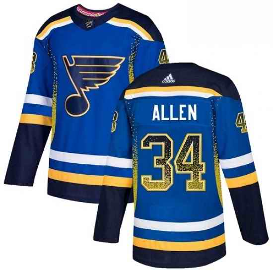 Mens Adidas St Louis Blues #34 Jake Allen Authentic Blue Drift Fashion NHL Jersey->st.louis blues->NHL Jersey