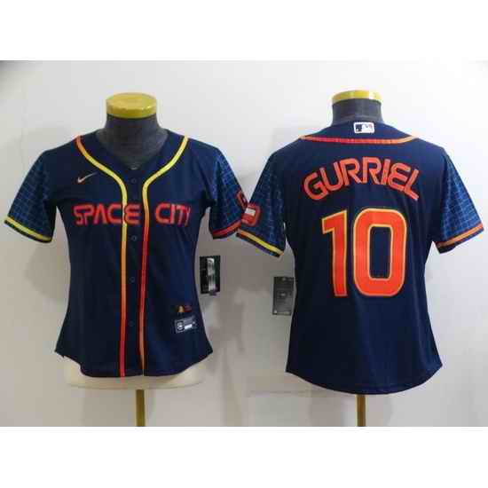 Women Houston Astros #10 Yuli Gurriel 2022 Navy City Connect Stitched Jersey 28Run Small 2->women mlb jersey->Women Jersey