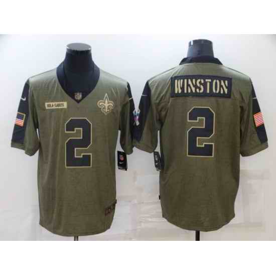 Men's New Orleans Saints #2 Jameis Winston 2021 Salute To Service Jersey->new england patriots->NFL Jersey