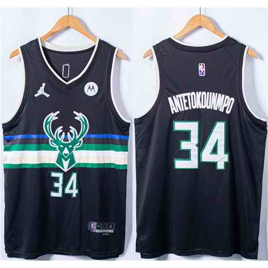 Men Milwaukee Bucks #34 Giannis Antetokounmpo Black Stitched Basketball Jersey->milwaukee bucks->NBA Jersey