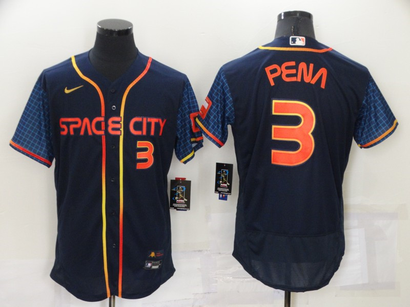 Astros #3 Jeremy Pena Navy Nike 2022 City Connect Flexbase Jersey->houston astros->MLB Jersey