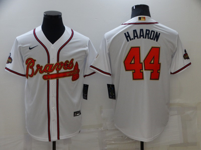 Braves #44 Hank Aaron White 2022 Gold Program Nike Cool Base Jersey->atlanta braves->MLB Jersey