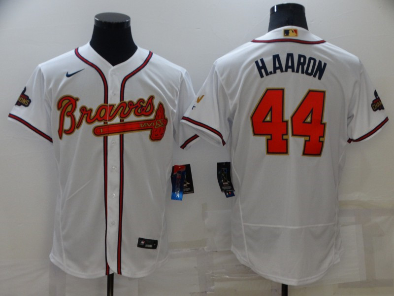 Braves #44 Hank Aaron White 2022 Gold Program Nike Flexbase Jersey->atlanta braves->MLB Jersey
