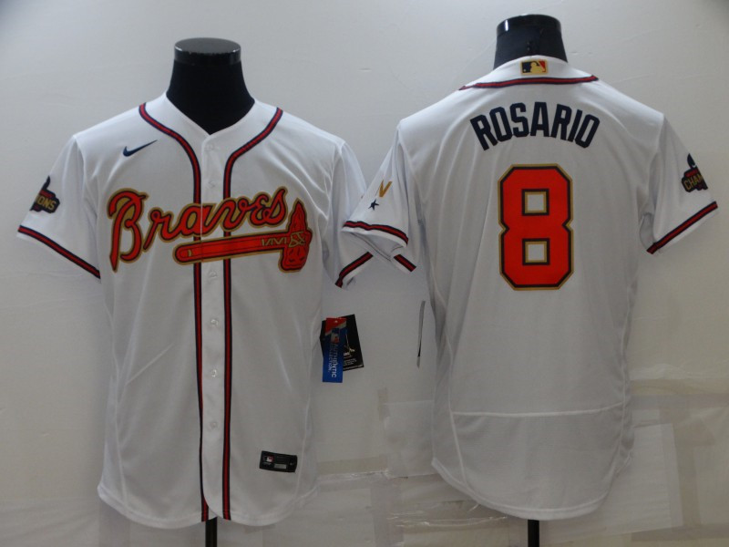 Braves #8 Eddie Rosario White 2022 Gold Program Nike Flexbase Jersey->new york mets->MLB Jersey