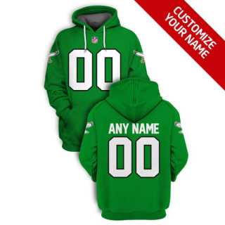 Mens Philadelphia Eagles Active Player Green Custom 2021 Pullover Hoodie->customized nfl jersey->Custom Jersey