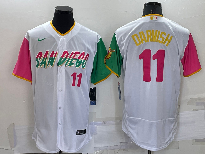 Padres #11 Yu Darvish White Nike 2022 City Connect Flexbase Jersey->atlanta braves->MLB Jersey