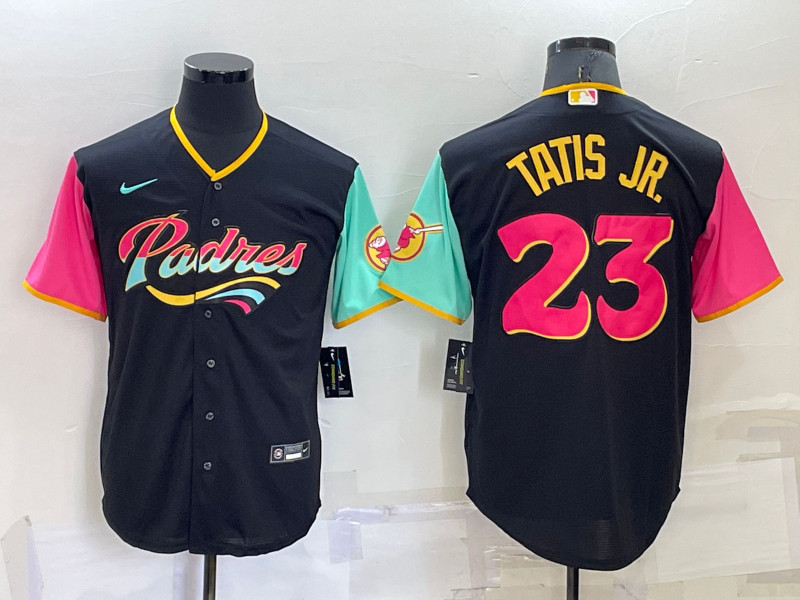 Padres #23 Fernando Tatis Jr. Black Nike 2022 City Connect Cool Base Jerseys->san diego padres->MLB Jersey