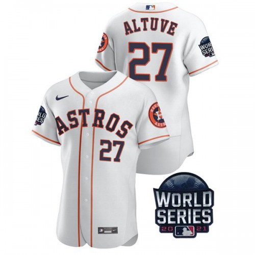 Houston Houston Astros #27 Jose Altuve Men’s Nike 150th Anniversary 2021 World Series Authentic MLB Jersey – White Men’s->houston astros->MLB Jersey