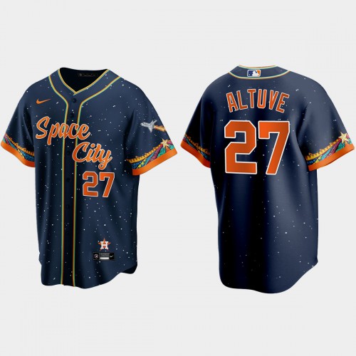Houston Houston Astros #27 Jose Altuve Navy Men’s Nike 2021 City Connect Replica MLB Jersey Men’s->houston astros->MLB Jersey