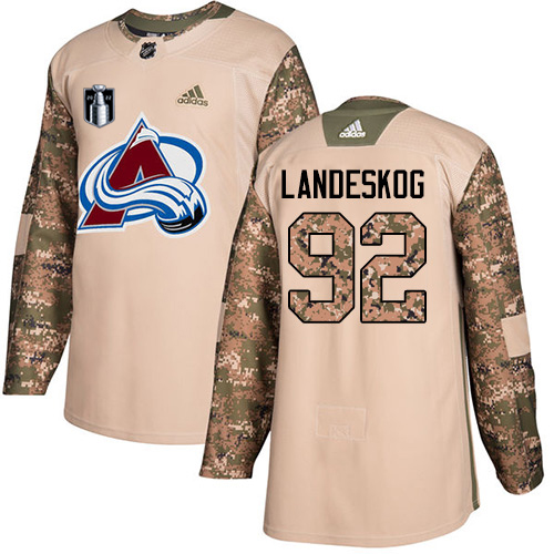 Adidas Colorado Avalanche #92 Gabriel Landeskog Camo Authentic 2022 Stanley Cup Final Patch Veterans Day Stitched NHL Jersey Men’s->colorado avalanche->NHL Jersey
