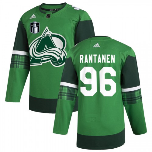 Colorado Colorado Avalanche #96 Mikko Rantanen Men’s Adidas 2022 Stanley Cup Final Patch Patrick’s Day Stitched NHL Jersey Green Men’s->youth nhl jersey->Youth Jersey