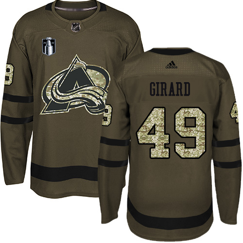 Adidas Colorado Avalanche #49 Samuel Girard Green 2022 Stanley Cup Final Patch Salute to Service Stitched NHL Jersey Men’s->youth nhl jersey->Youth Jersey