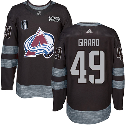 Adidas Colorado Avalanche #49 Samuel Girard Black 2022 Stanley Cup Final Patch 100th Anniversary Stitched NHL Jersey Men’s->youth nhl jersey->Youth Jersey